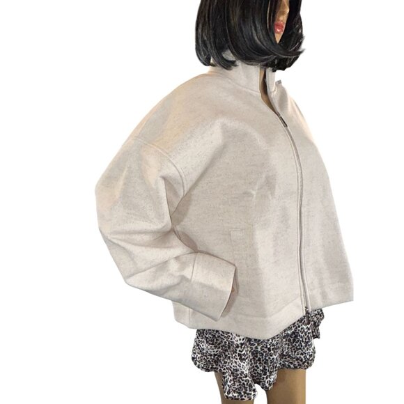 Madewell Relaxed Mockneck Knit Jacket Cream NWT Size XL Chic Modern - Picture 4 of 8